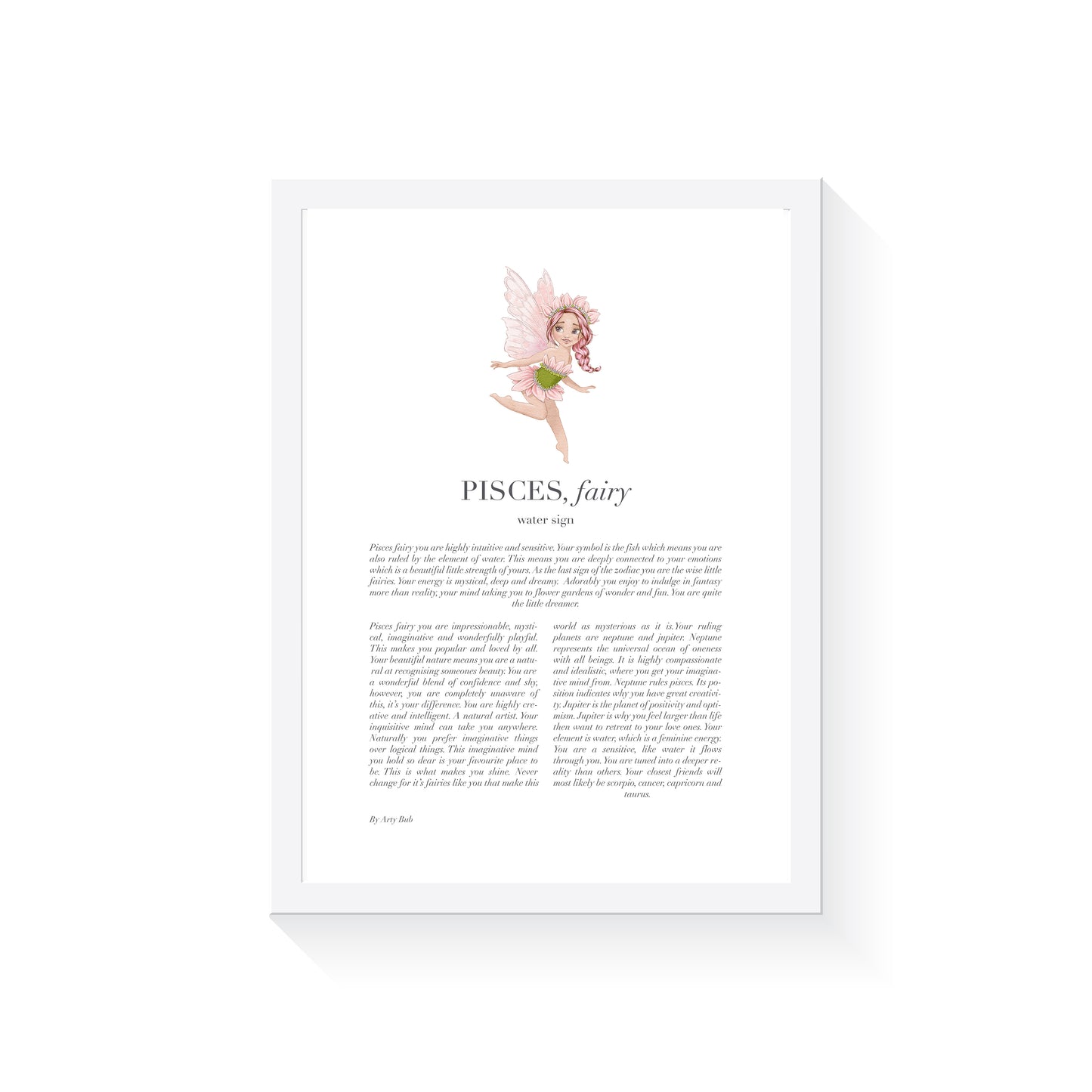 PISCES Fairy Zodiac Art Print | Pink