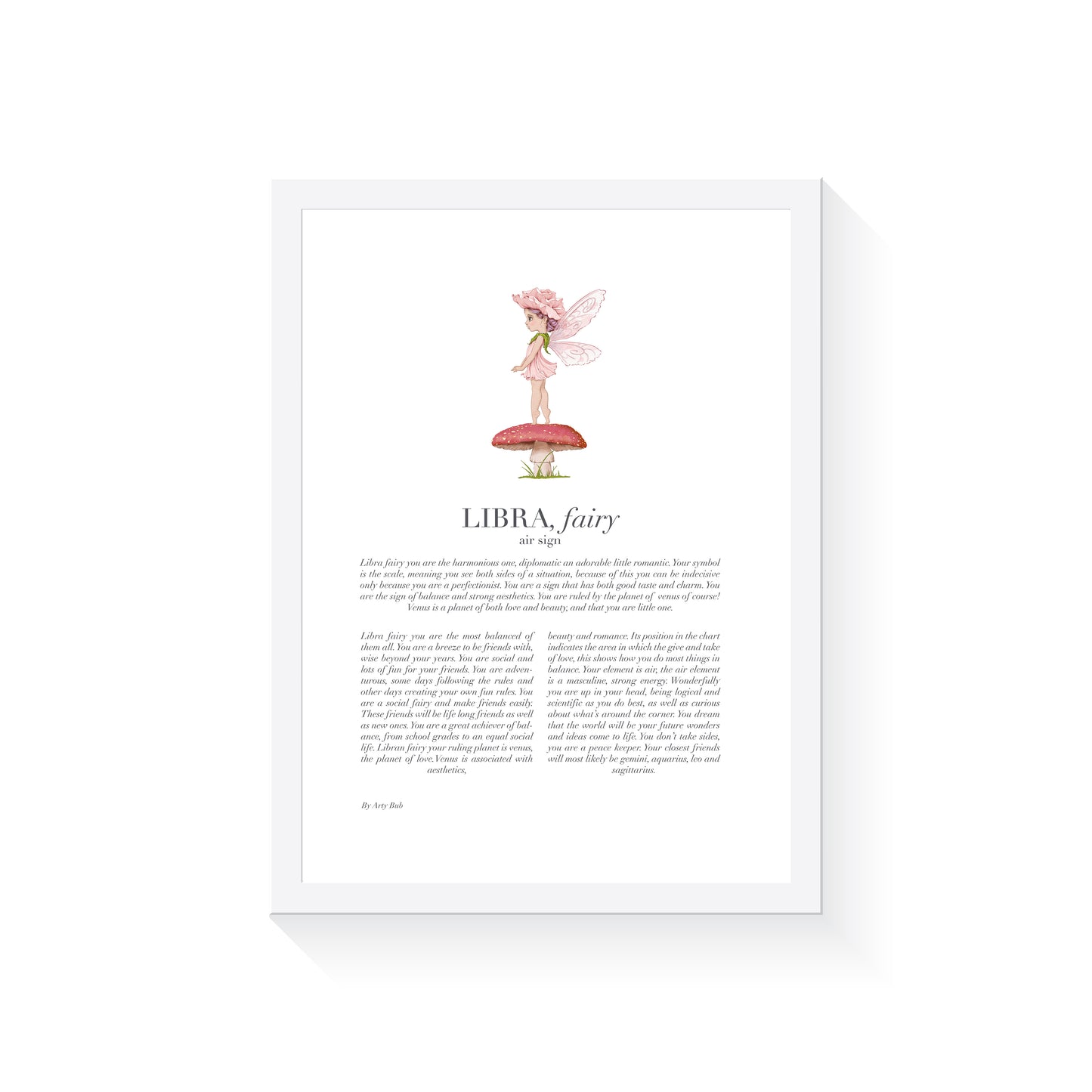 LIBRA Fairy Zodiac Art Print | Pink