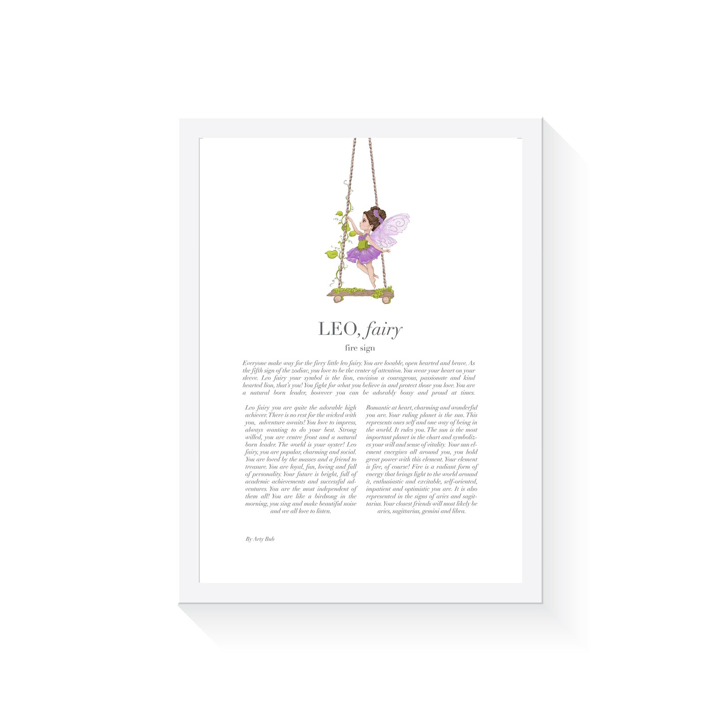 LEO Fairy Purple A4 Print Only