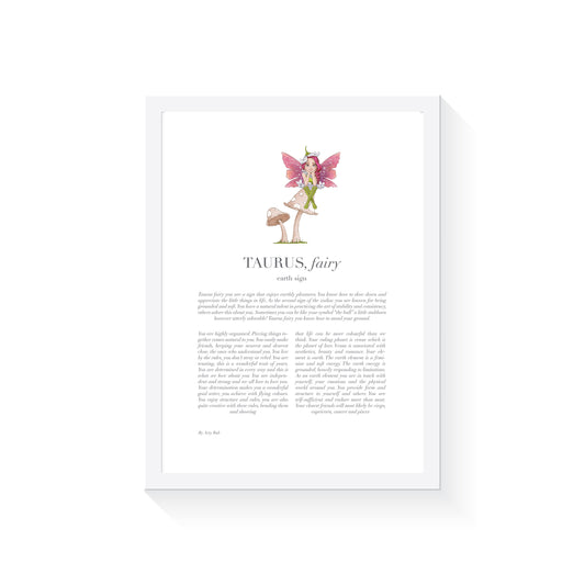 TAURUS Fairy Zodiac Art Print | Light Purple