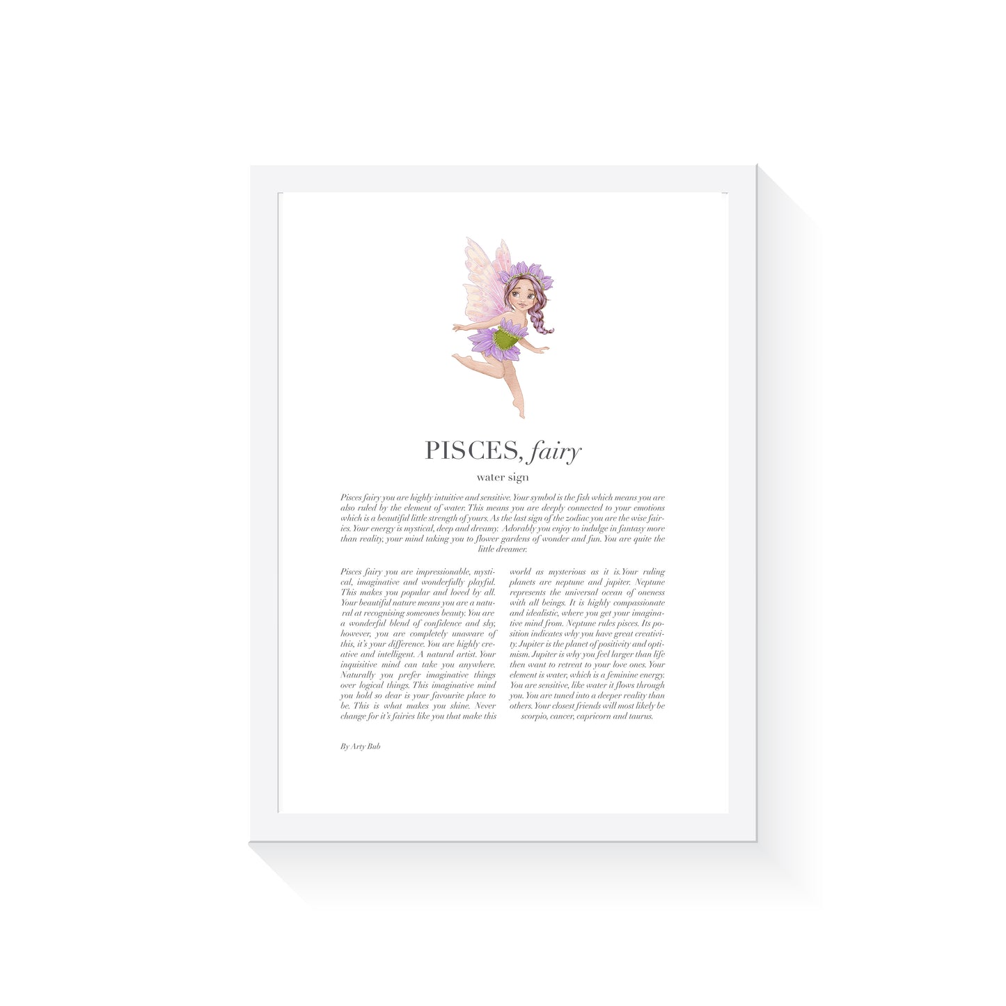 PISCES Fairy Zodiac Art Print | Purple