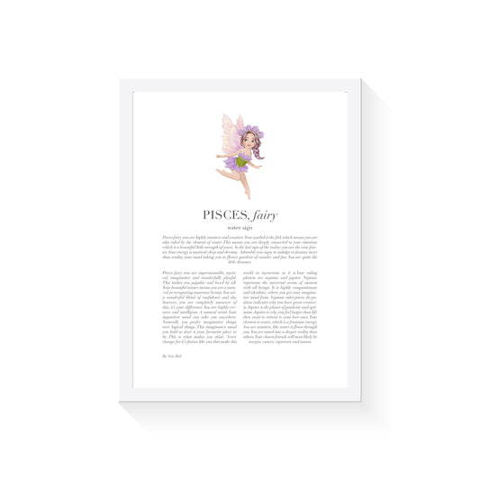 PISCES Fairy Zodiac Art Print | Purple