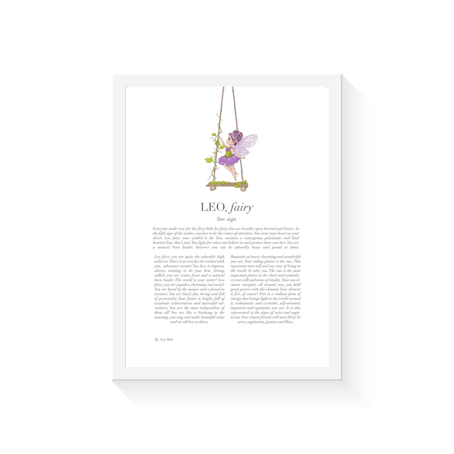 LEO Fairy Zodiac Art Print | Purple