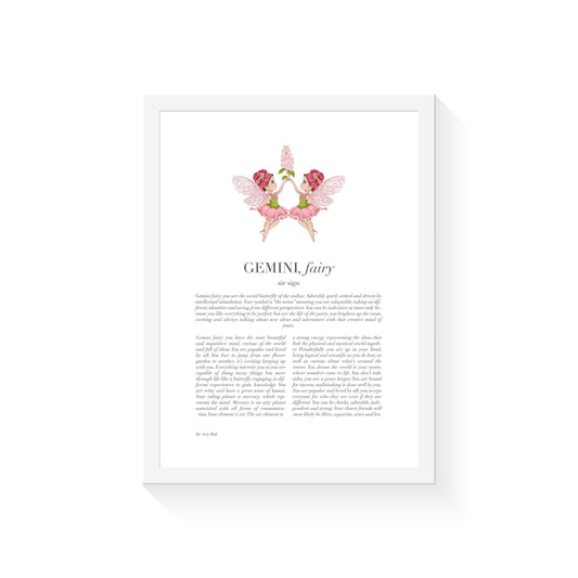 GEMINI Fairy Zodiac Art Print | Pink