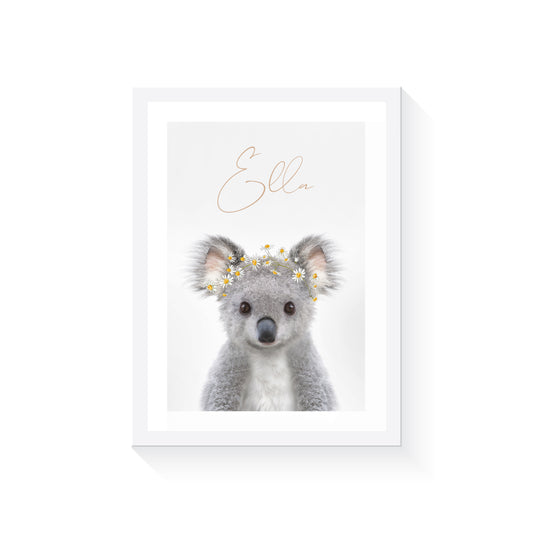 Australian Koala Daisy Crown | Personalised Art Print