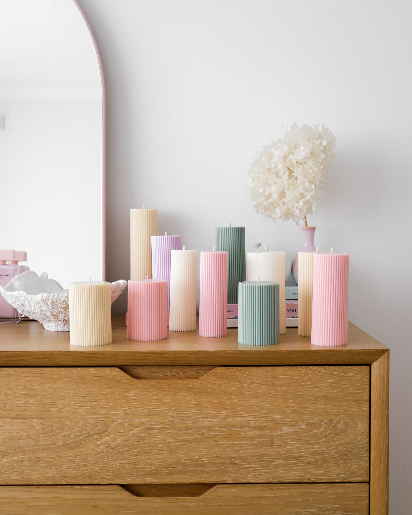 Extra Wide Ribbed Pillar Candle