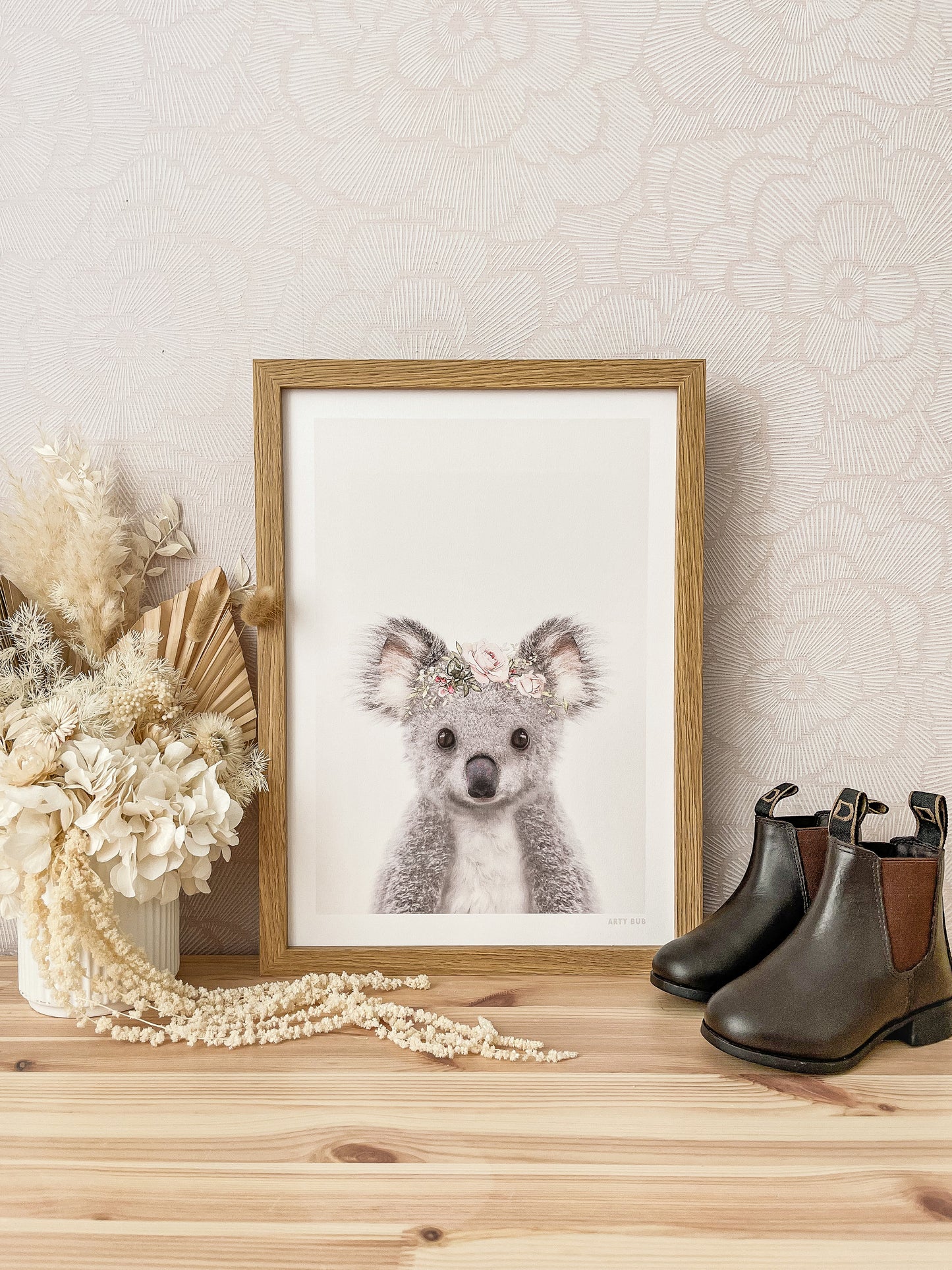 Australian Koala Rose Crown Art Print
