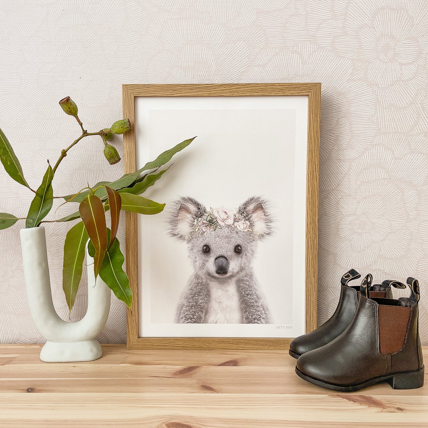 Australian Koala Rose Crown Art Print